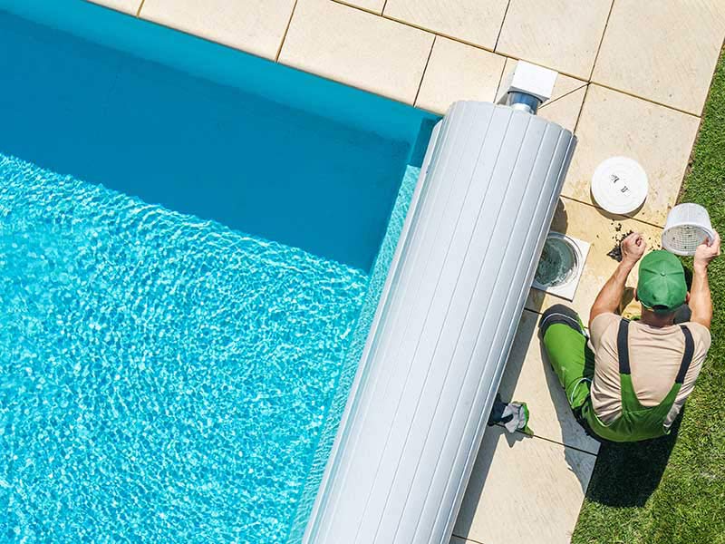 Outdoor Backyard Garden Swimming Pool Maintenance.